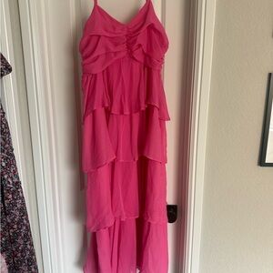 Hot Pink Tiered Maxi Dress